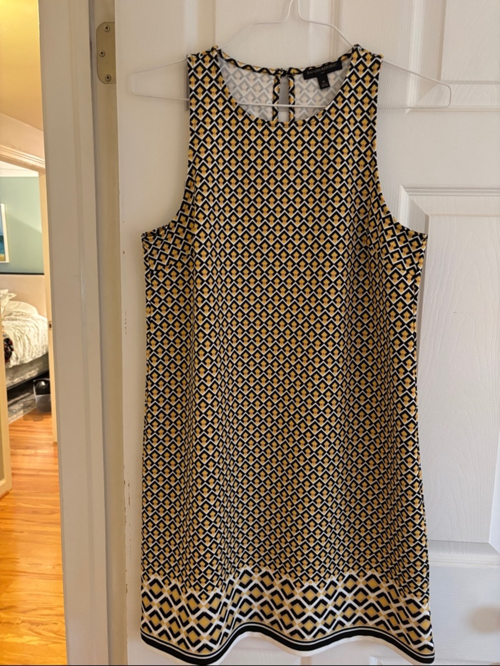 Banana Republic Yellow and Black Geometric Shift Dress